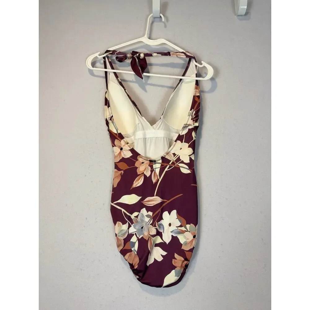 Gottex One Piece‎ Swimsuit Amore Mauve Floral Size 8 Halter